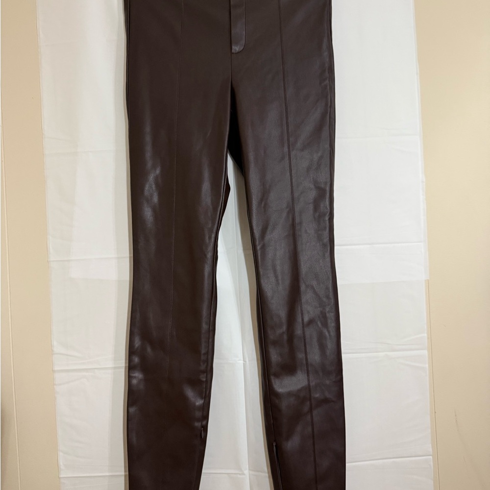 Zara Dark Brown Leather Trousers